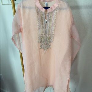Girls' Light Pink Formal Embroidered Dress